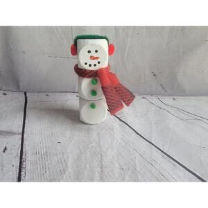Wooden Handmade Snowman Freestanding Winter Tiered Tray Home Decor Shelf Sitter